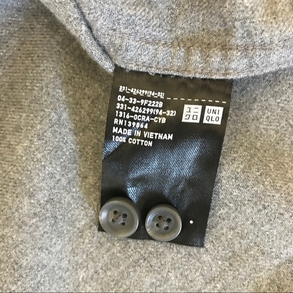 Uniqlo Flannel Button Down Sz M Gray - Picture 3 of 5